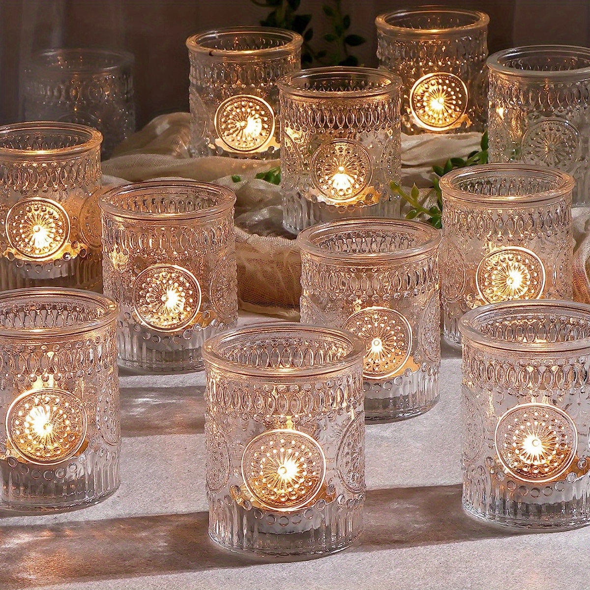 Candlestick Holders Set,12Pcs 4 H Taper Candle Holders Bulk, Clear Glass  Candle Holders for Wedding, Spring Party, Romantic Dinner, Festival 