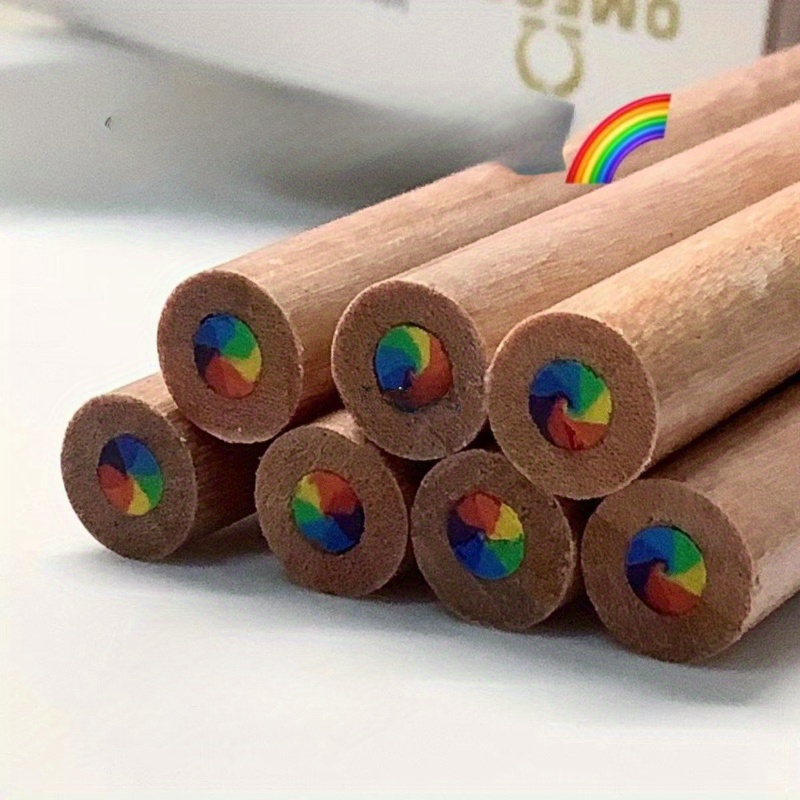 96 Pieces Rainbow Color Pencils 4 in 1 Rainbow Pencils Wooden Colored  Pencils Multi Colored Pencil for Kids Home Office School Classroom Supplies