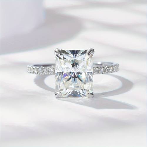 1pc Delicate 1.0 CT-3.0 CT Square Moissanite Ring, With Gift Box
