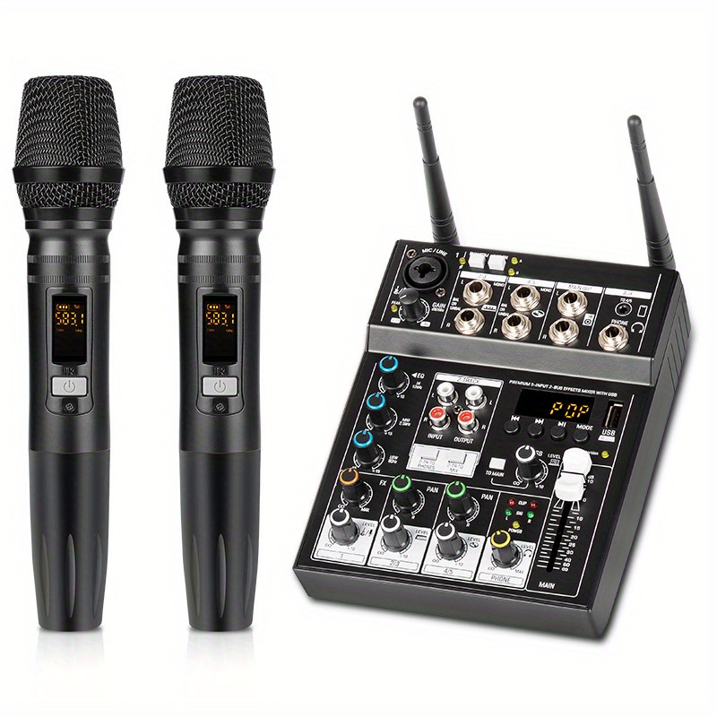 Mezclador Audio 4 Canales Sistema Micrófono Inalámbrico Uhf Profesional  Puesta En Escena Micrófono Karaoke Mezclador Sonido Phantom Power, Compre  Ahora Ofertas Tiempo Limitado