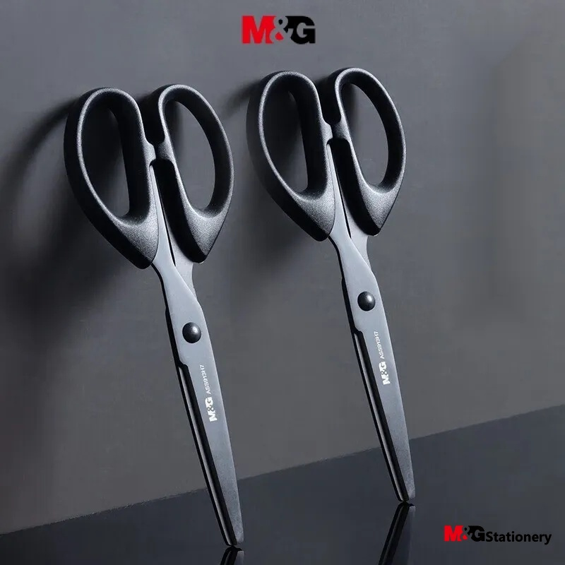 

1pc M&g Stationery 160mm Wear-resistant Black Edge Scissors, Stainless Steel Knife Blade Not Easy To Stick Glue, Household Handmade Life Durable Scissors, Office Supplies Single Handle Pack