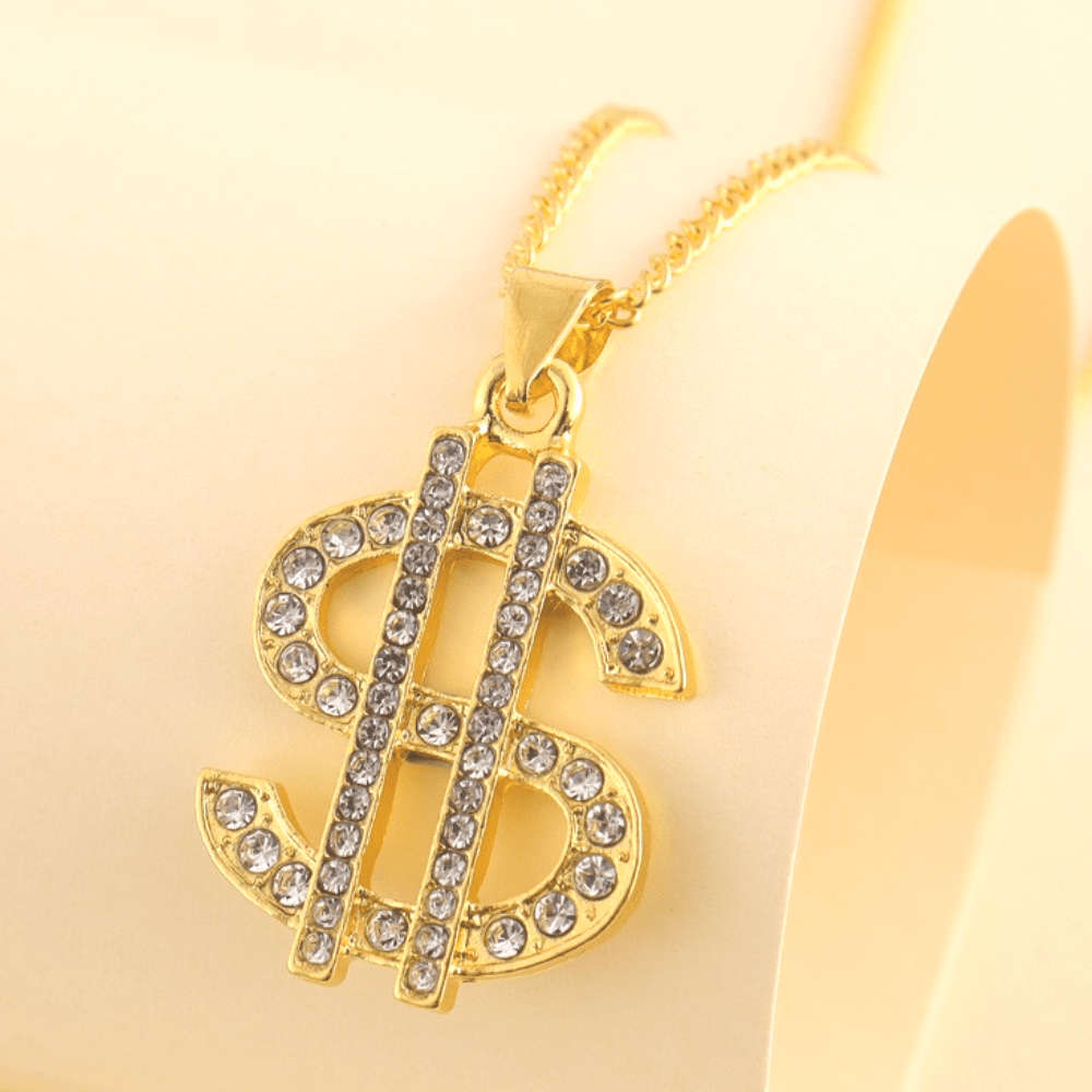 2023 New Big US Dollar Money Sign Pendant Necklace Men Rapper Hip Hop Punk  Long Rope Chain Women Statement Necklace Jewelry