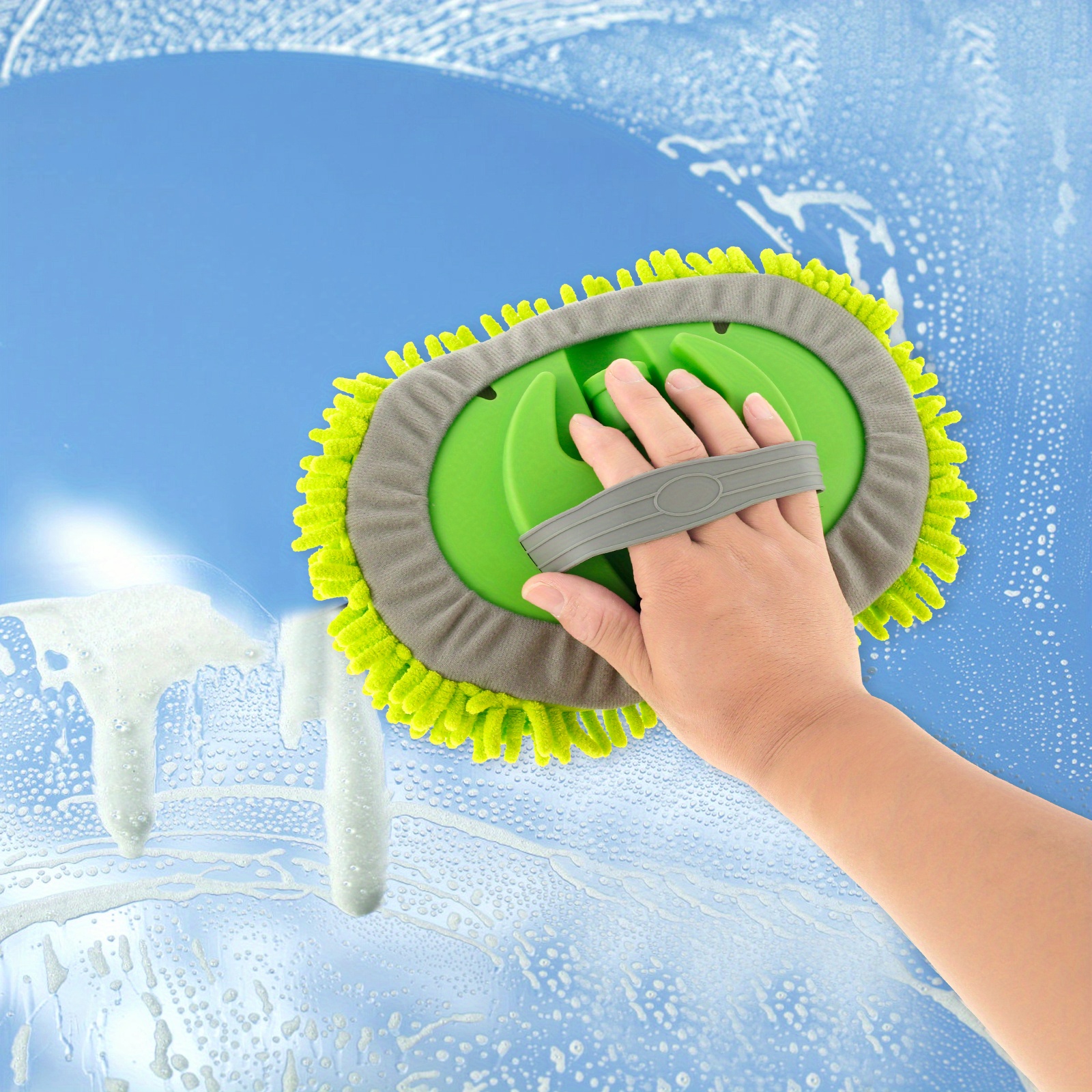 car wash brush with long handle 180 rotating car wash mop   microfibre car wash mop mitt detachable car cleaning mop car cleaning supplies with replaceable sponge head for car window portable car cleaning supplies kit car wash brush mop details 3