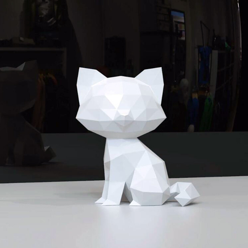 3d Sculpture De Chat En Papier Modèle En Papier 3d Low Poly - Temu