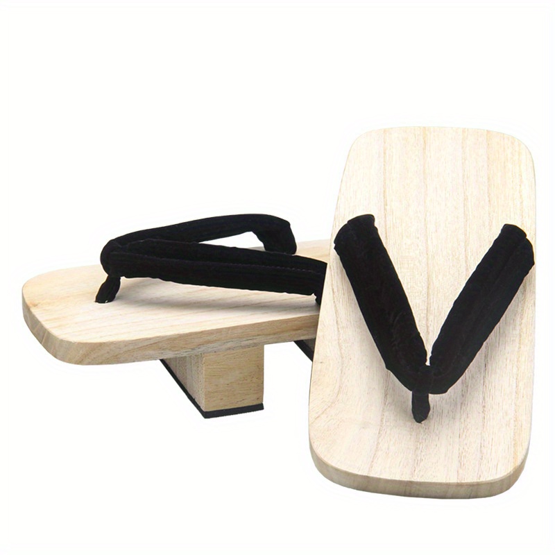 Image of Japanese Wooden Clogs For Men Women Sandals Mens Wooden Sandals Clogs Flip Flop Two-teeth Japanese Traditional High Heel Slippers