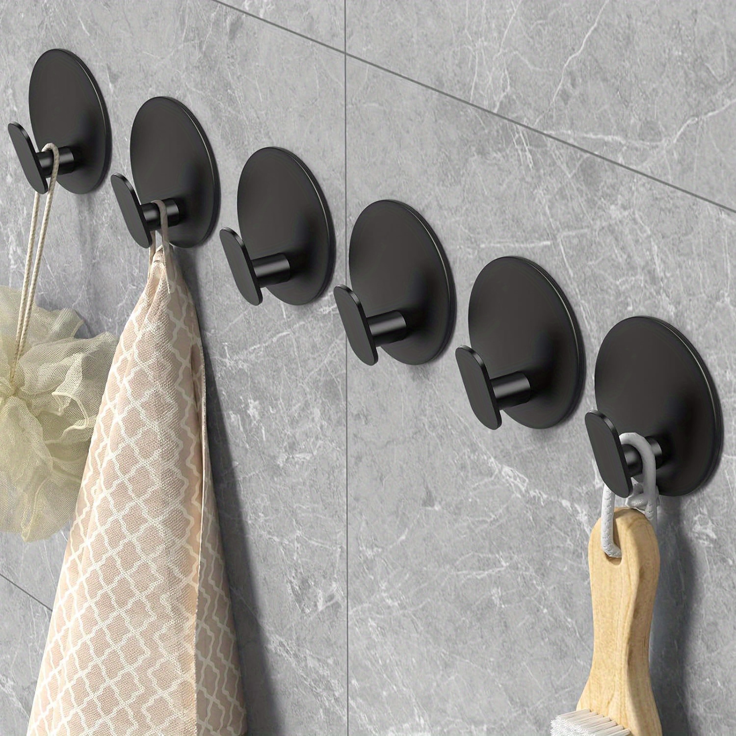 TEMU Toilet Towel Hook, 4/6pcs Adhesive Hooks, Stainless Steel Shower Hook, Used To Hang Robes, Loofah, Coats, Clothes, Hats, Bathroom Kitchen Hotel