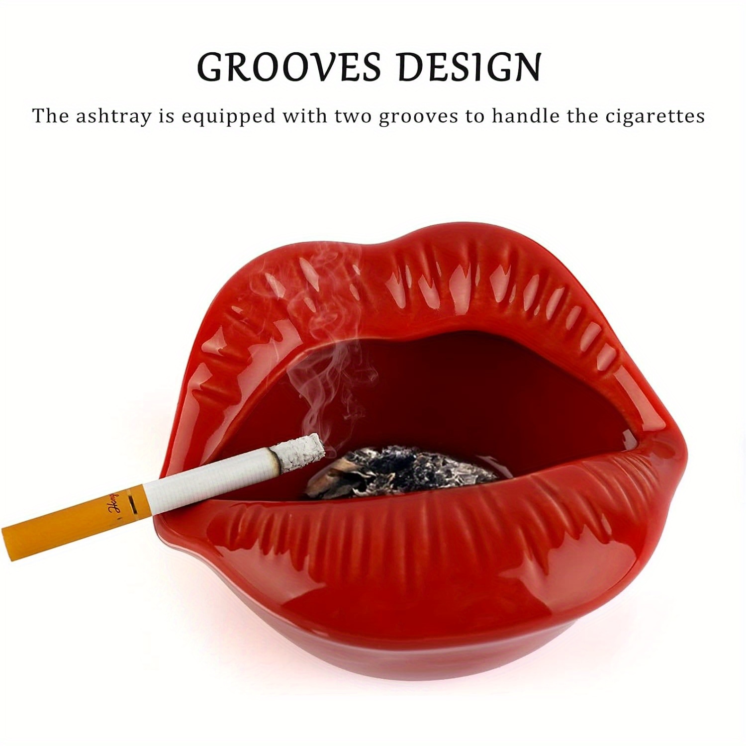 Creative Ceramic Cigarette Ashtrays Red Lips Fashion Lip - Temu