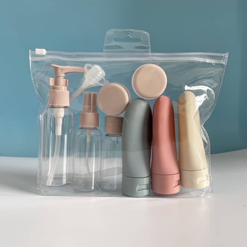 

11-piece Hypoallergenic Travel Bottle Set With Storage Bag - Refillable Containers For Shampoo, Conditioner, Lotion & Soap - Essential Toiletry Kit