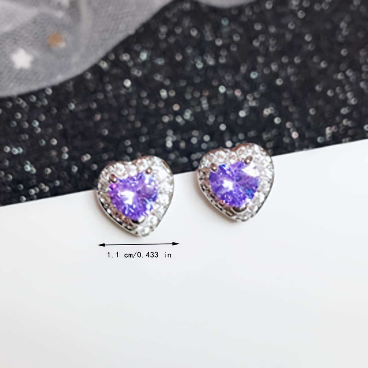 

Heart Shape Zircon Stud Earrings Alloy Earrings Elegant Style Jewelry Trendy Gift For Women