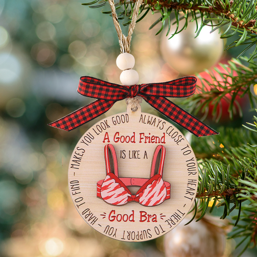 Funny Bra Ornament,Fun Wood Hanging Bras Ornament,Bras Christmas
