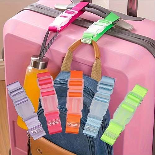 1/3/5pcs Colorful Luggage Belt, Travel Portable Adjustable Luggage Seat Belt With Release Buckle, Luggage Travel Accessories, Easy To Carry, Car Travel Outdoor Practical Straps