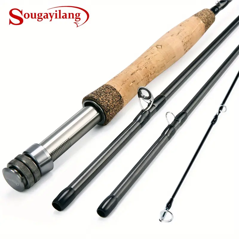 Sougayialng 1pc 9ft/270cm Fly Fishing Rod, 4 Sections Ultralight Carbon  Fiber Fishing Pole With Cork Handle, Fishing Tackle