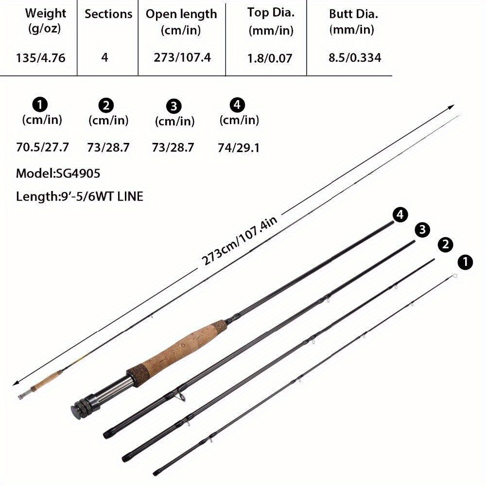 Sougayialng Fly Fishing Rod 4 Sections Ultralight Carbon - Temu