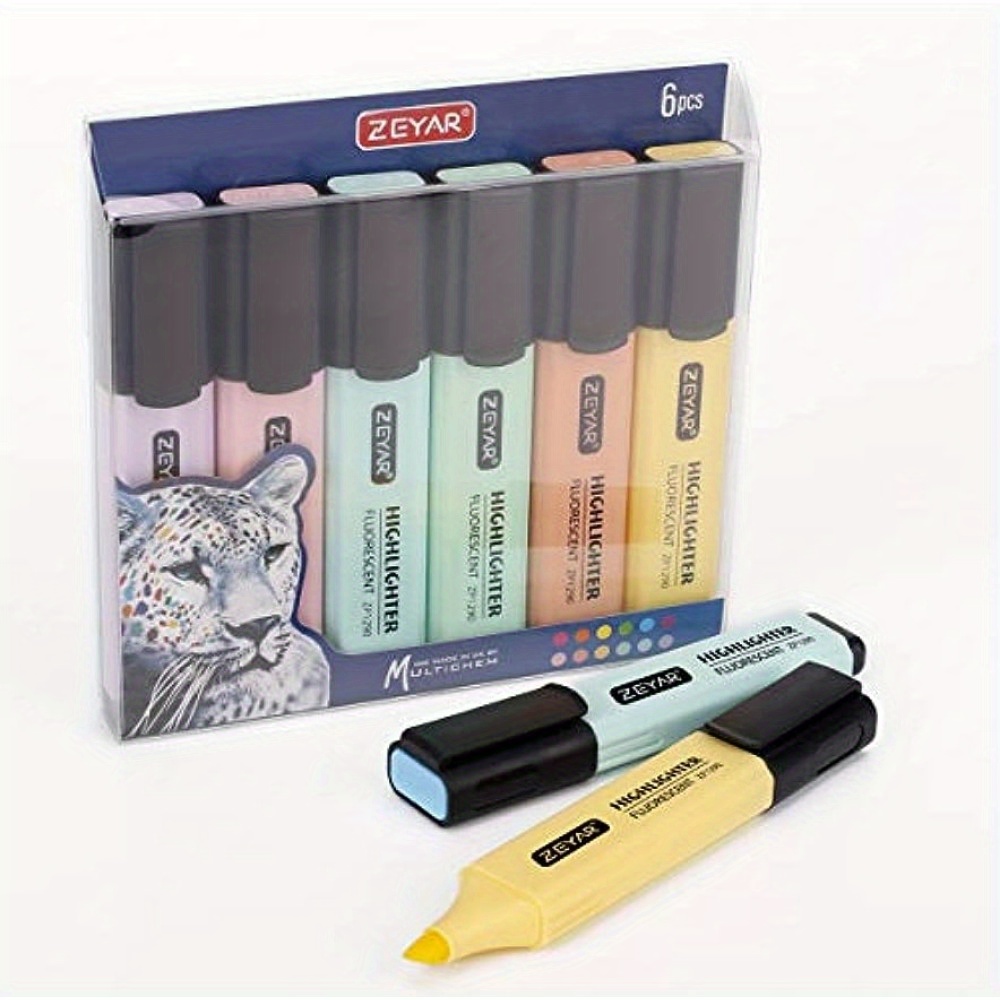 ZEYAR Highlighter Pastel Colors Chisel Tip Marker Pen, Assorted Colors,  Water Based, Quick Dry 18 Colors 