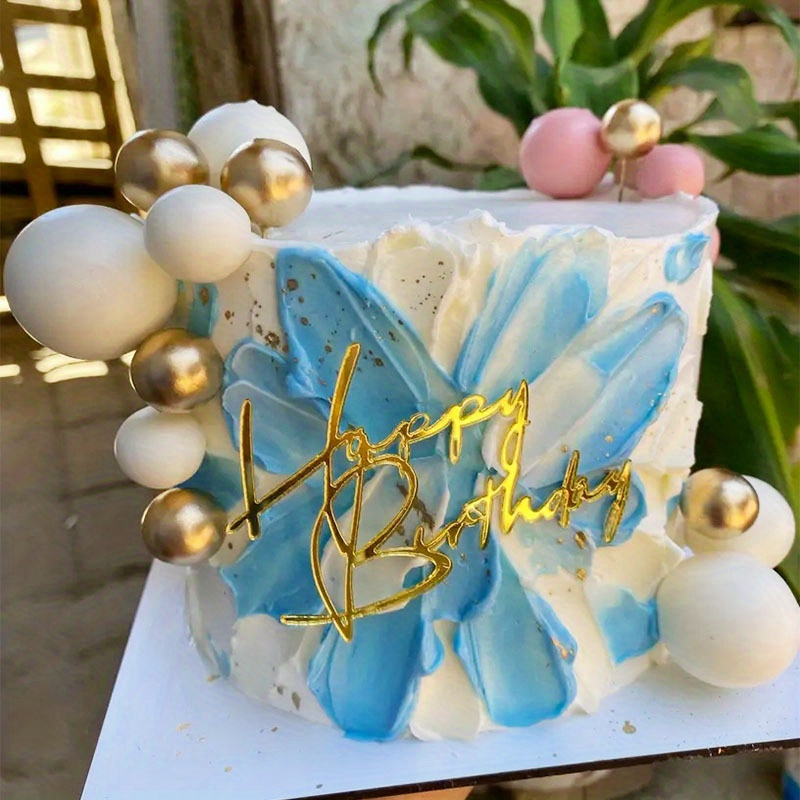 Lot de 20 décorations de gâteau en forme de boule dorée pour fête  d'anniversaire