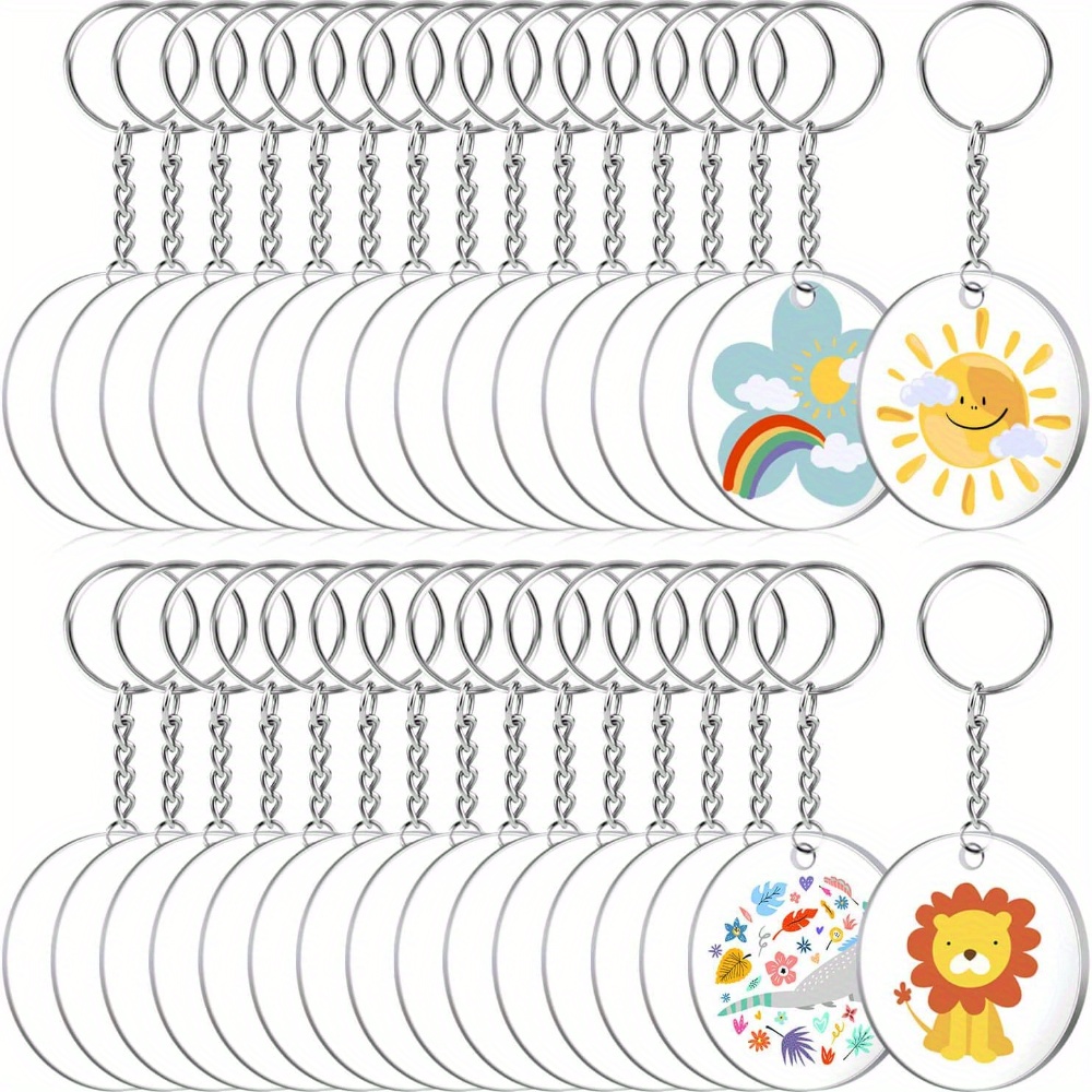 Acrylic Keychain Blank for Vinyl Key - Key Chain for Craft,Bulk Keychain  Rings,Tassels Keychain Blanks Rings,Key Chain Kit (Gold Kits)