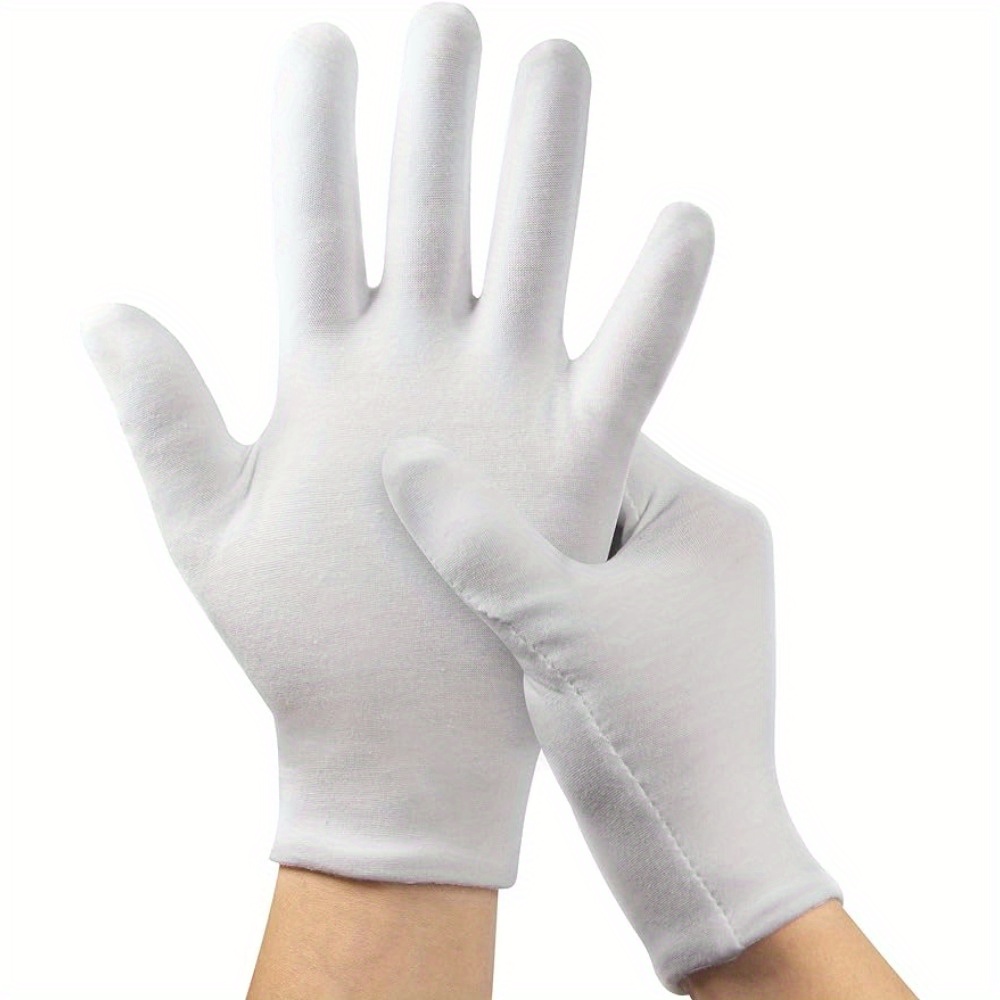 

10pcs Moisturizing Gloves Overnight, Cotton Gloves For Dry Hands, White Cotton Gloves For Men And Women, Washable Spa Cotton Inspection Gloves