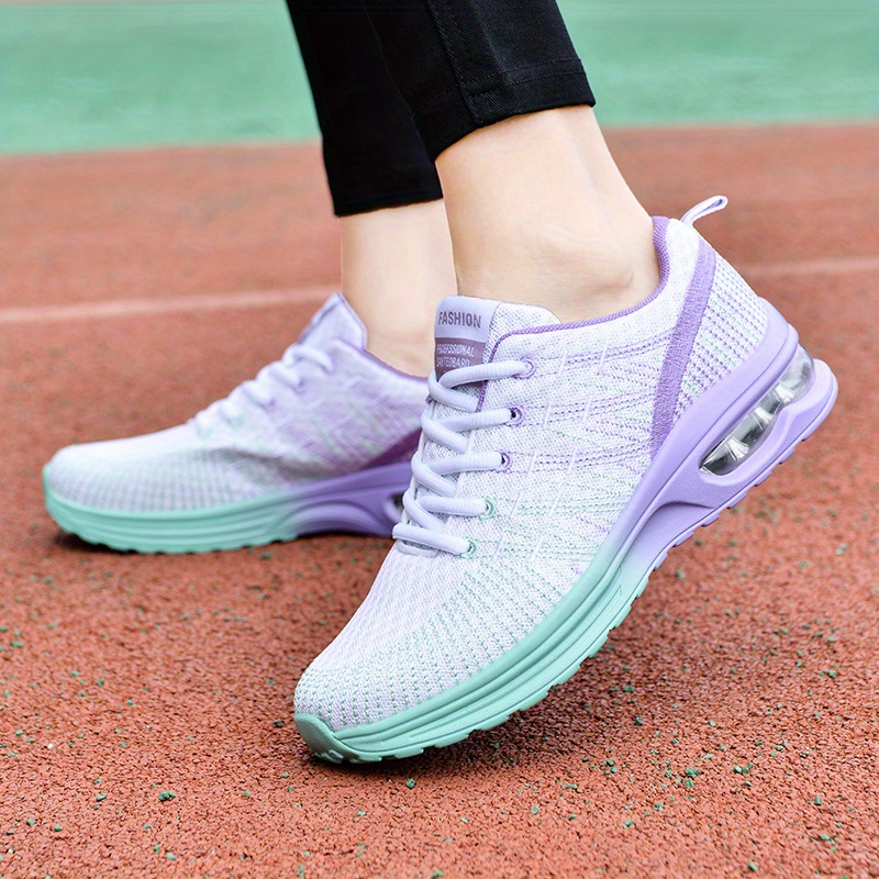 Contrast Color Knit Texture Runing Shoes Air Cushion - Temu Canada