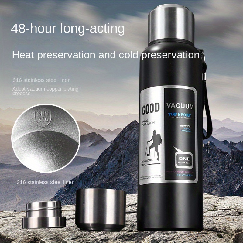 

316 Stainless Steel Liner Vacuum Insulated Flask, Outdoor Travel Mountaineering Water Bottle, Portable Large Capacity Water Bottle