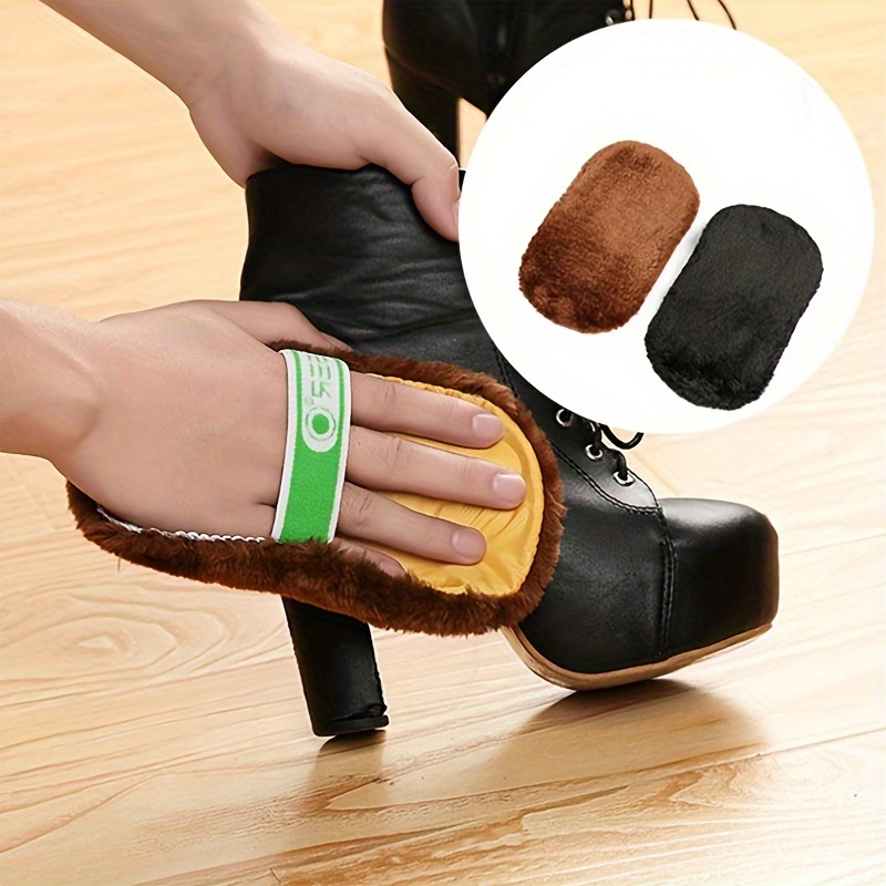 

2pcs Imitation Wool Shoe Shine Gloves For Shoe Shine, Leather Shoe Shine Gloves