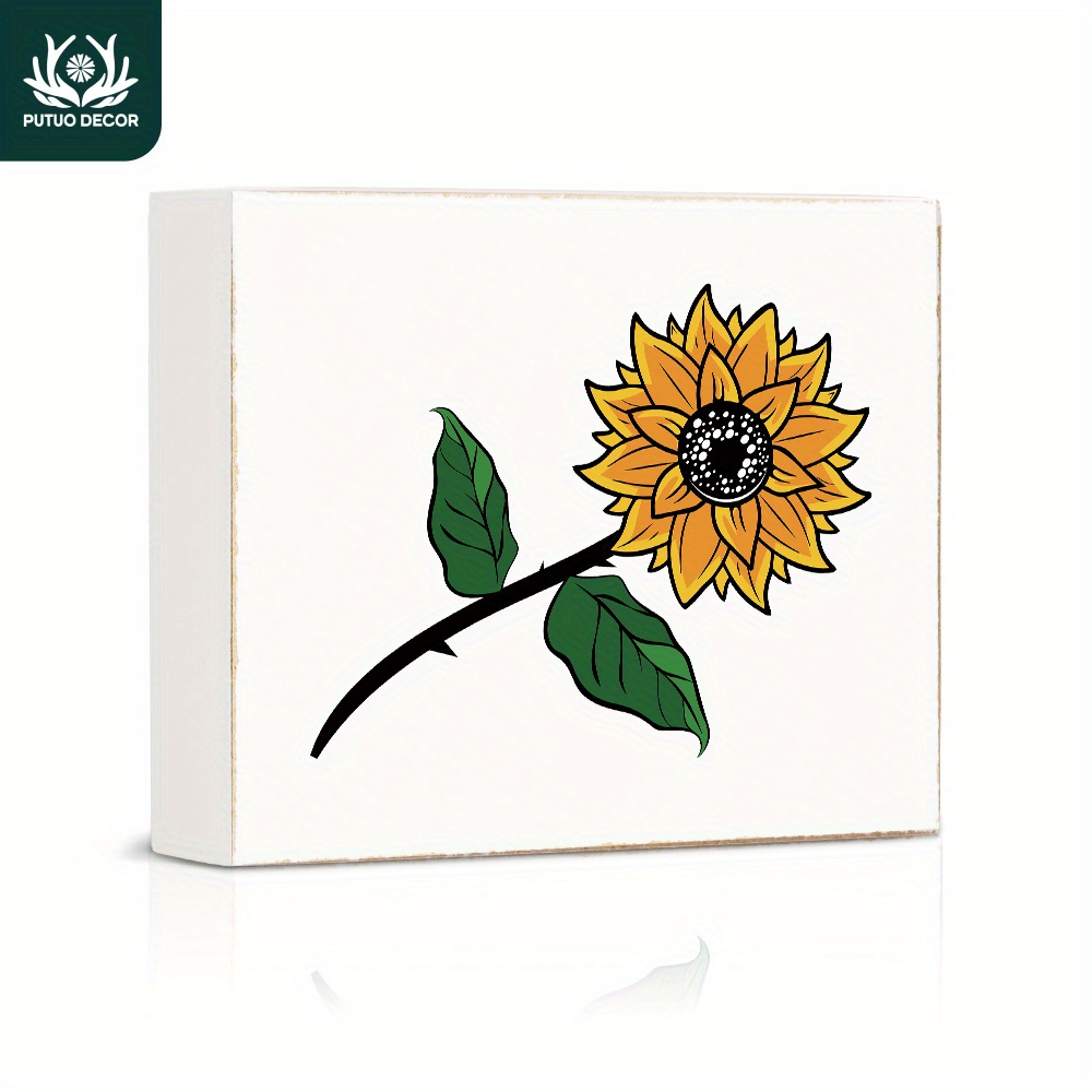 Sunflower Wooden Box Sign, Flowers Bloom Work Desk Decor For Home Bedroom  Living Room Garden Yard, Gifts - Temu