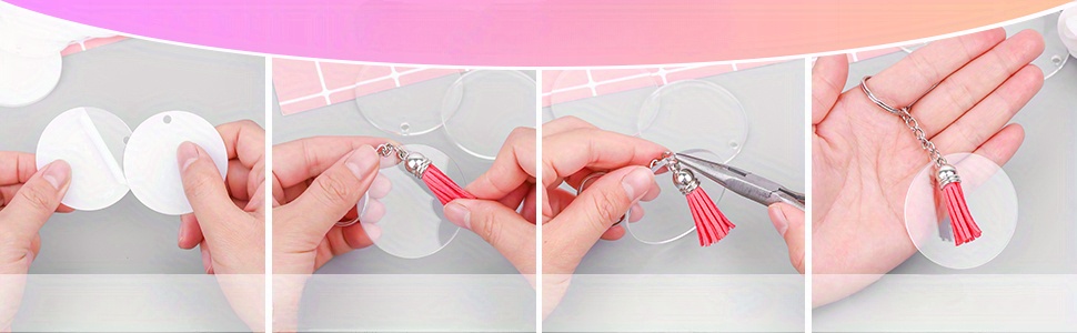 Acrylic Blank Keychains, Clear Keychain Blanks For Vinyl With Acrylic  Blanks, Keychain Tassels, Key Rings With Chain And Jump Rings - Temu