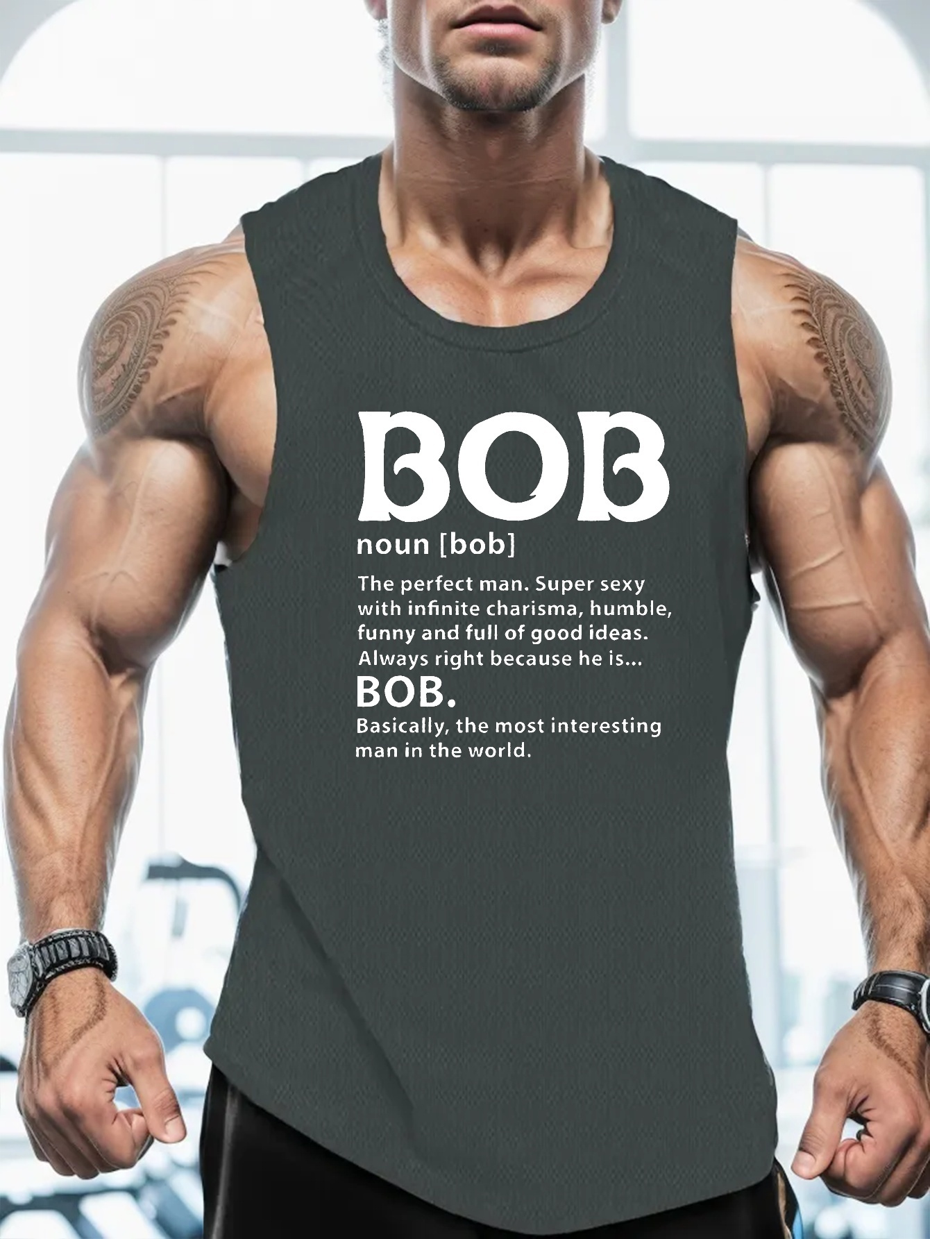 Bob Print Sleeveless Tank Top Men's Active Undershirts - Temu Canada