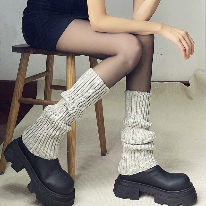 Women Button Opening Knitting Leg Warmers, Winter Calf Socks Boot Sock