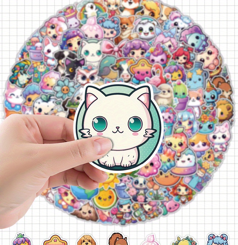 100 stuks schattige dierenstickers voor kinderen, waterdicht