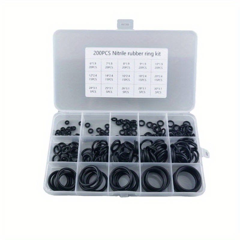 200 Stück Gummi-O-Ring-Box Für Wasserhahn-Schlauchanschluss,  Dichtungsventil Wasserdichte Maschinenöl-Beweis-Waschmaschine Combo-Set  Zubehör