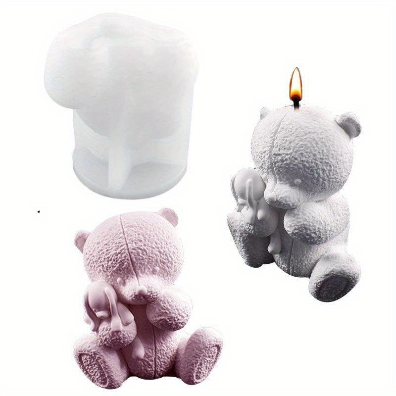 1pc Sitting Teddy Bear Silicone Candle Mold Handmade Incense - Temu