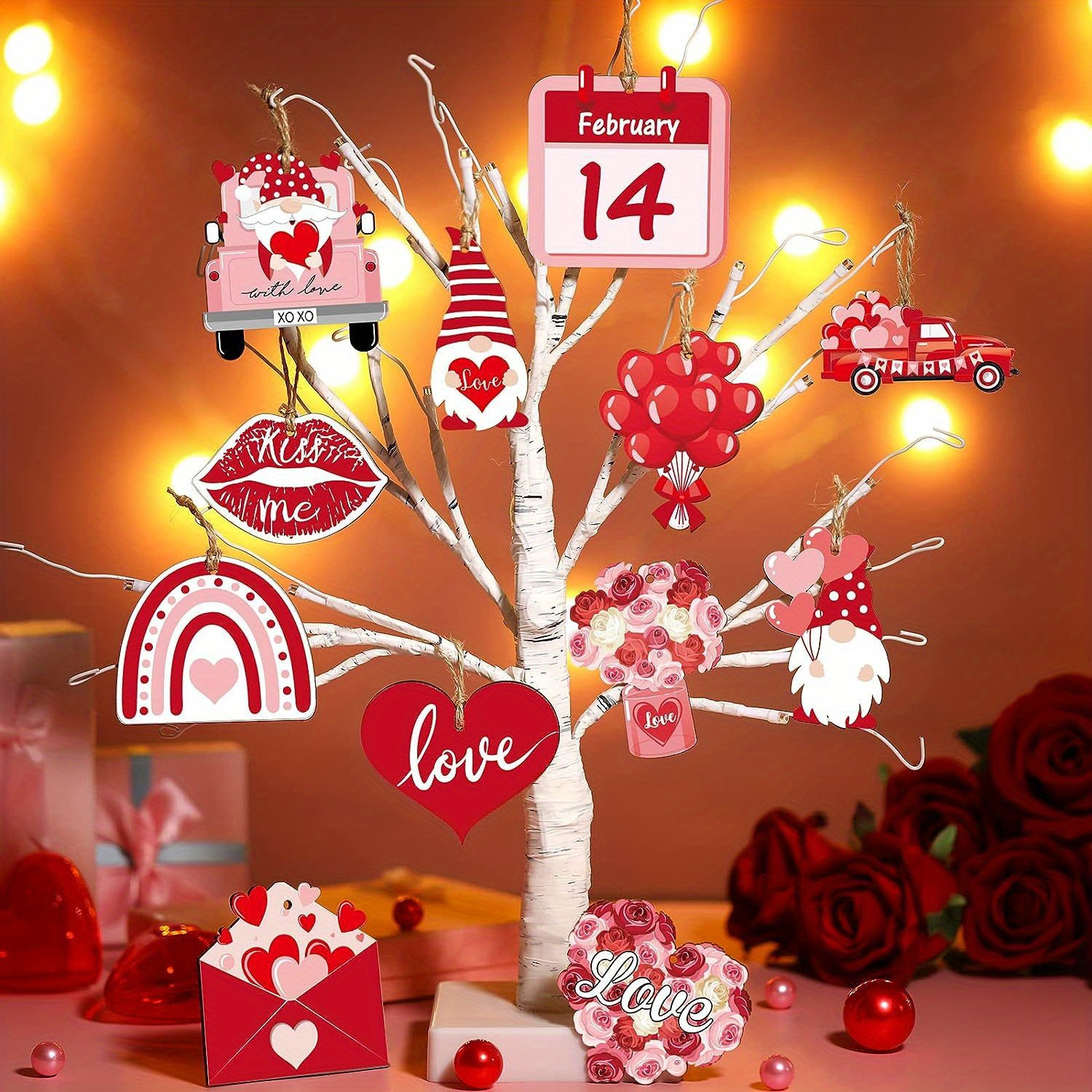 Valentine's Day Wooden Hanging Ornaments Party Decor - Temu