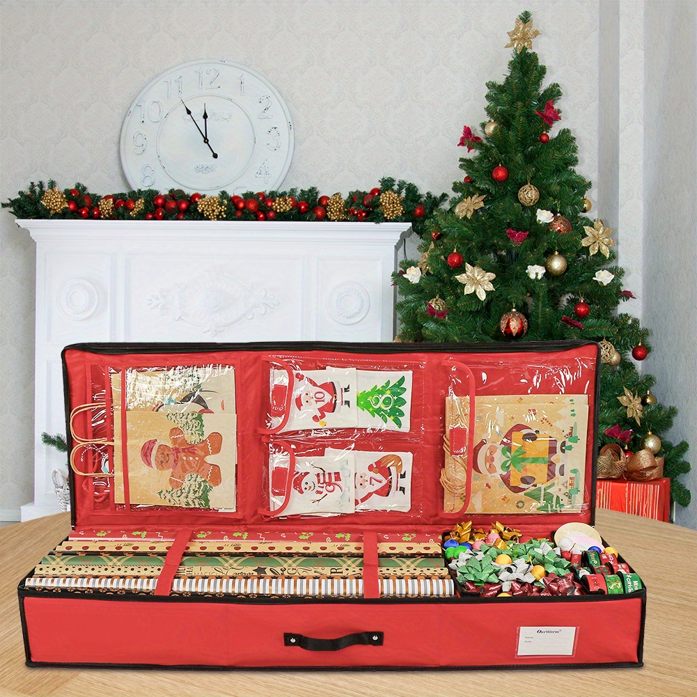 Christmas Wrap Storage Bag Christmas Gift Wrap Storage Bag - Temu
