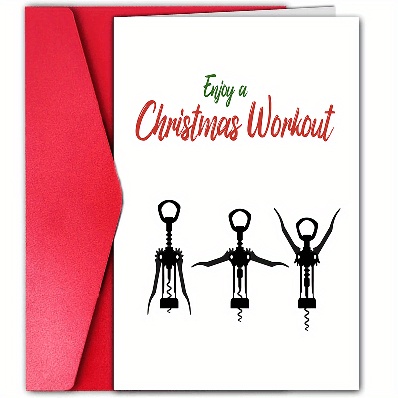  Funny Christmas Workout Card with Envelopes, Humor