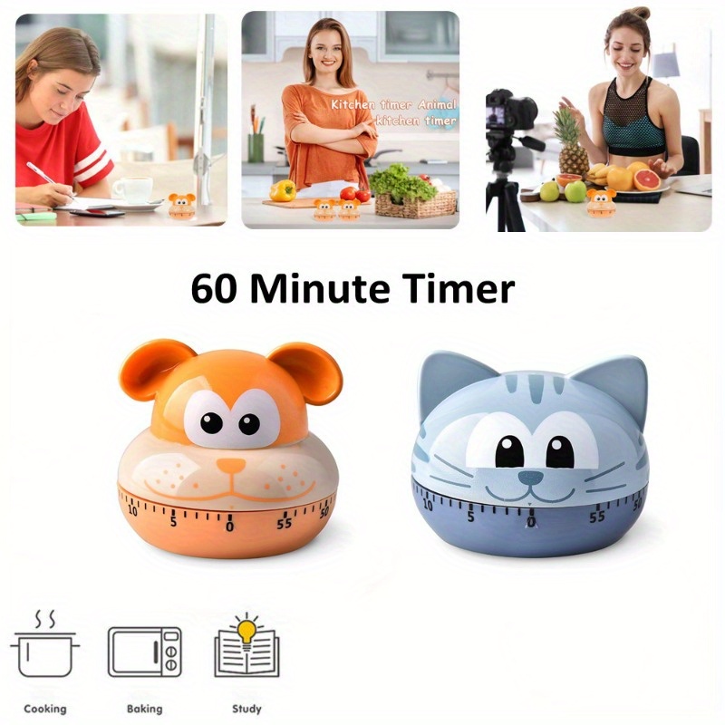 4Pcs Cute Cartoon Animal Digital Timer Small Digital Timer Kitchen Timer  with Magnetic Back