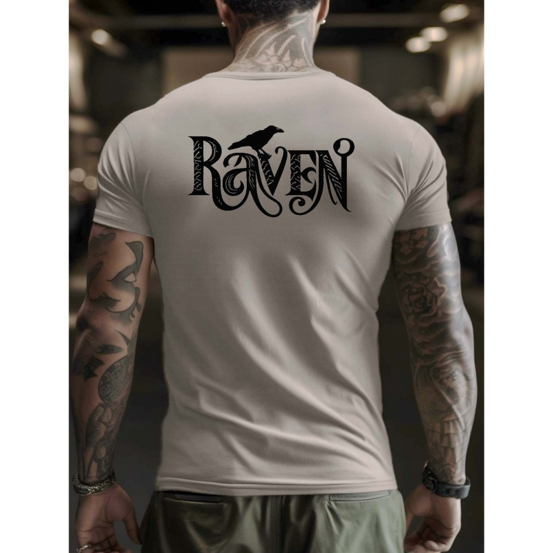 

Men's Round Neck Raven Crow Print Tee Short-sleeve Comfy T-shirt Loose Casual Top For Spring Summer Holiday As Gifts
