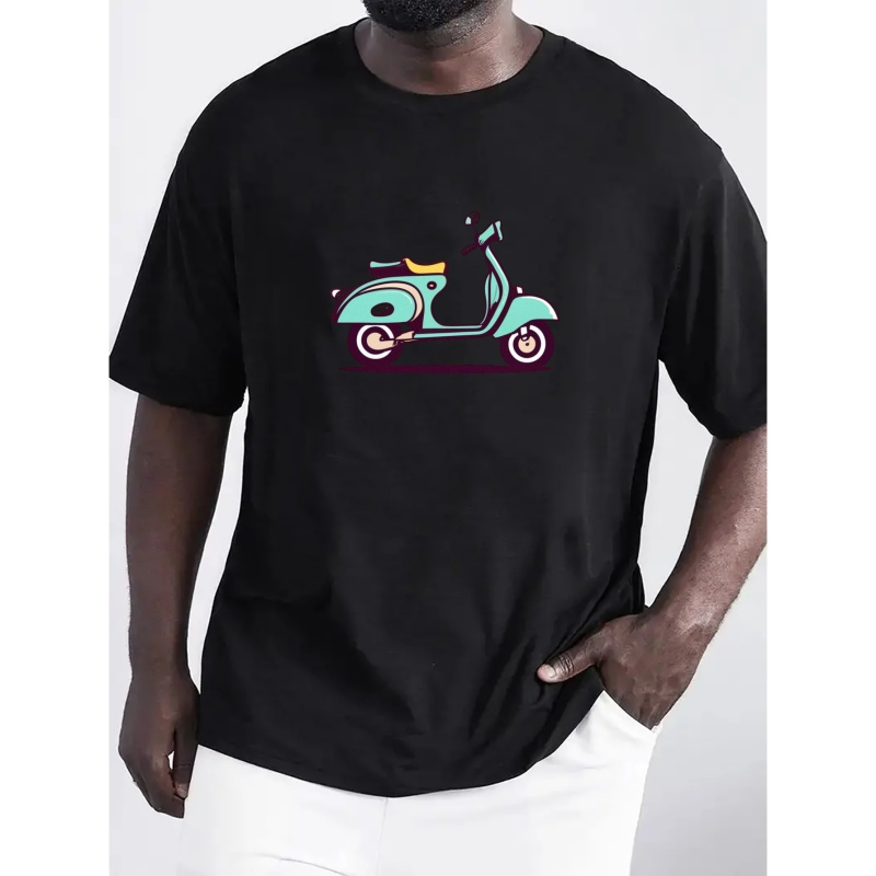 

Scooter Print T Shirt, Tees For Men, Casual Short Sleeve T-shirt For Summer