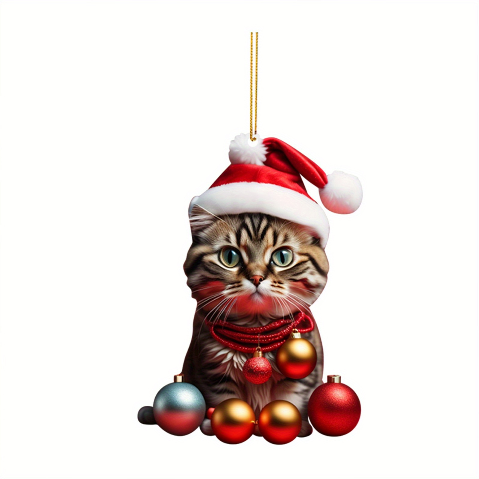 1pc Neujahr 2d Flach Acryl Spaß Katze Weihnachtsbaum - Temu Germany