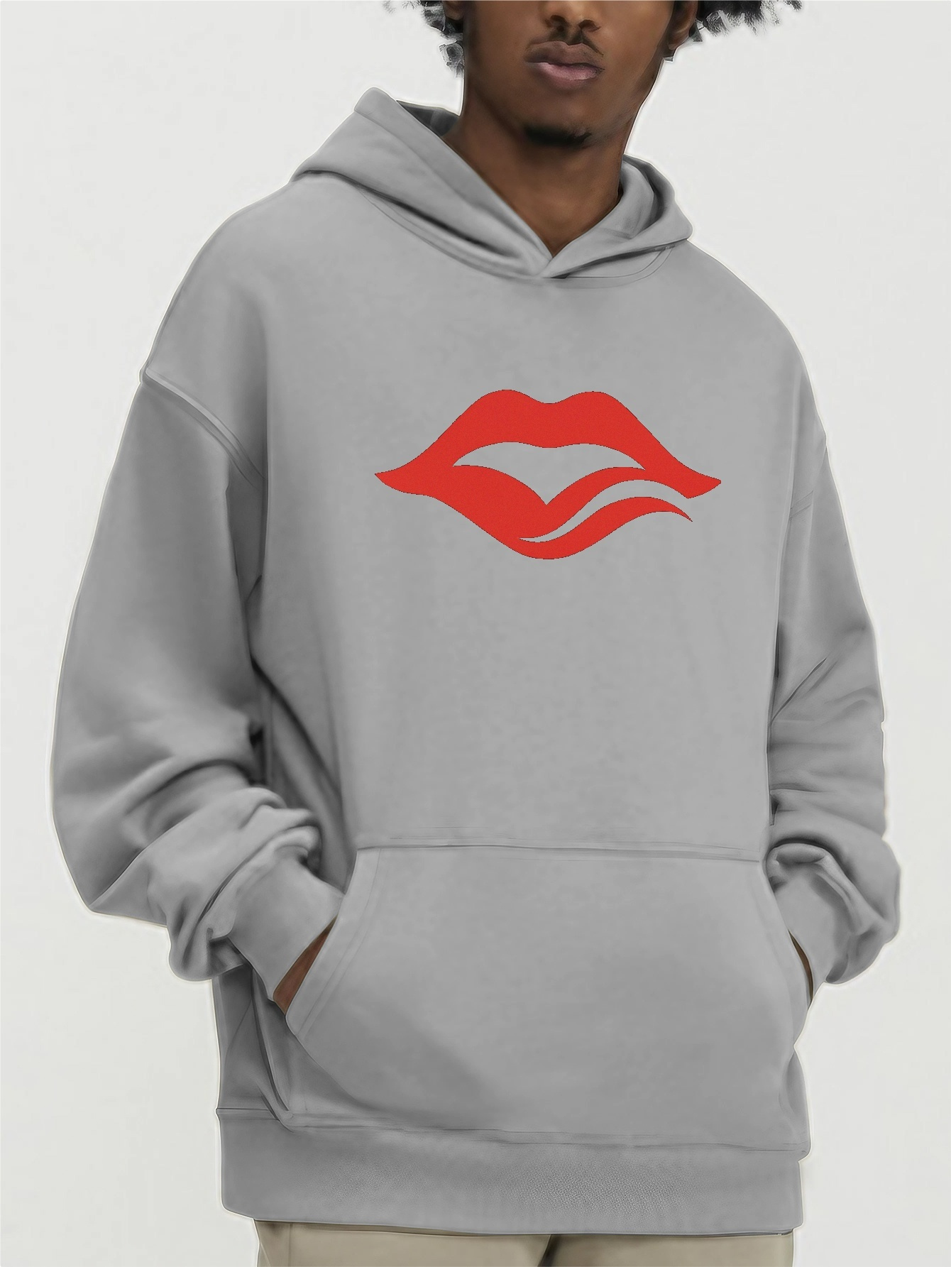 Sexy Red Lips Print Hoodie Men s Casual Creative Graphic Temu