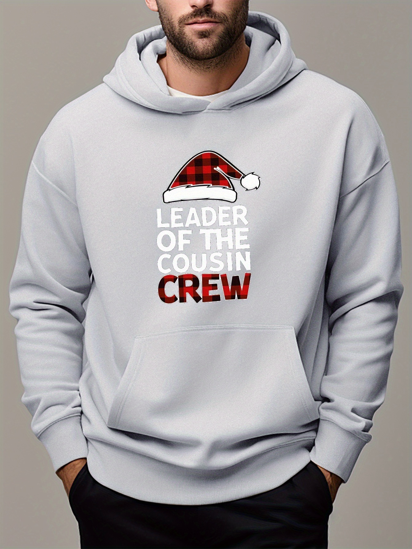 LEADER OF THE COUSIN CREW Print Hoodie, Cool Hoodies For *'s Casual  Pullover Hooded Sweatshirt With Kangaroo Pocket Streetwear For Winter Fall,  As
