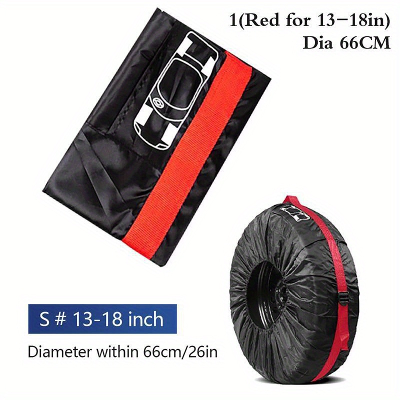 TEMU 4pcs/set Tire Cover Case Car Spare Tire Cover Storage Bags For Cars Wheel Accessories Portable Wheel Bags