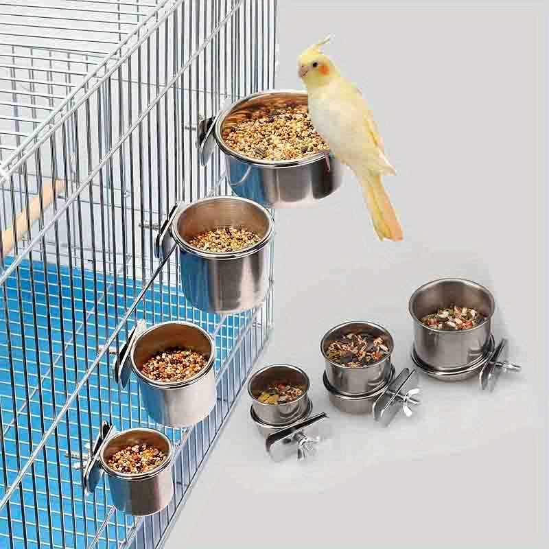 Mangeoire Oiseaux Cage Plastique 2Pcs Abreuvoir Oiseaux Cage avec CuillèRe  à Manger pour Oiseaux pour Perroquet Pinsons Canaris