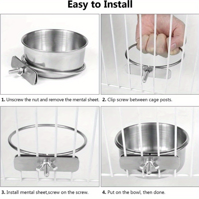 Yoone Pet Bowl Metal Cage Hanging Food Dish Water Feeder with Hook