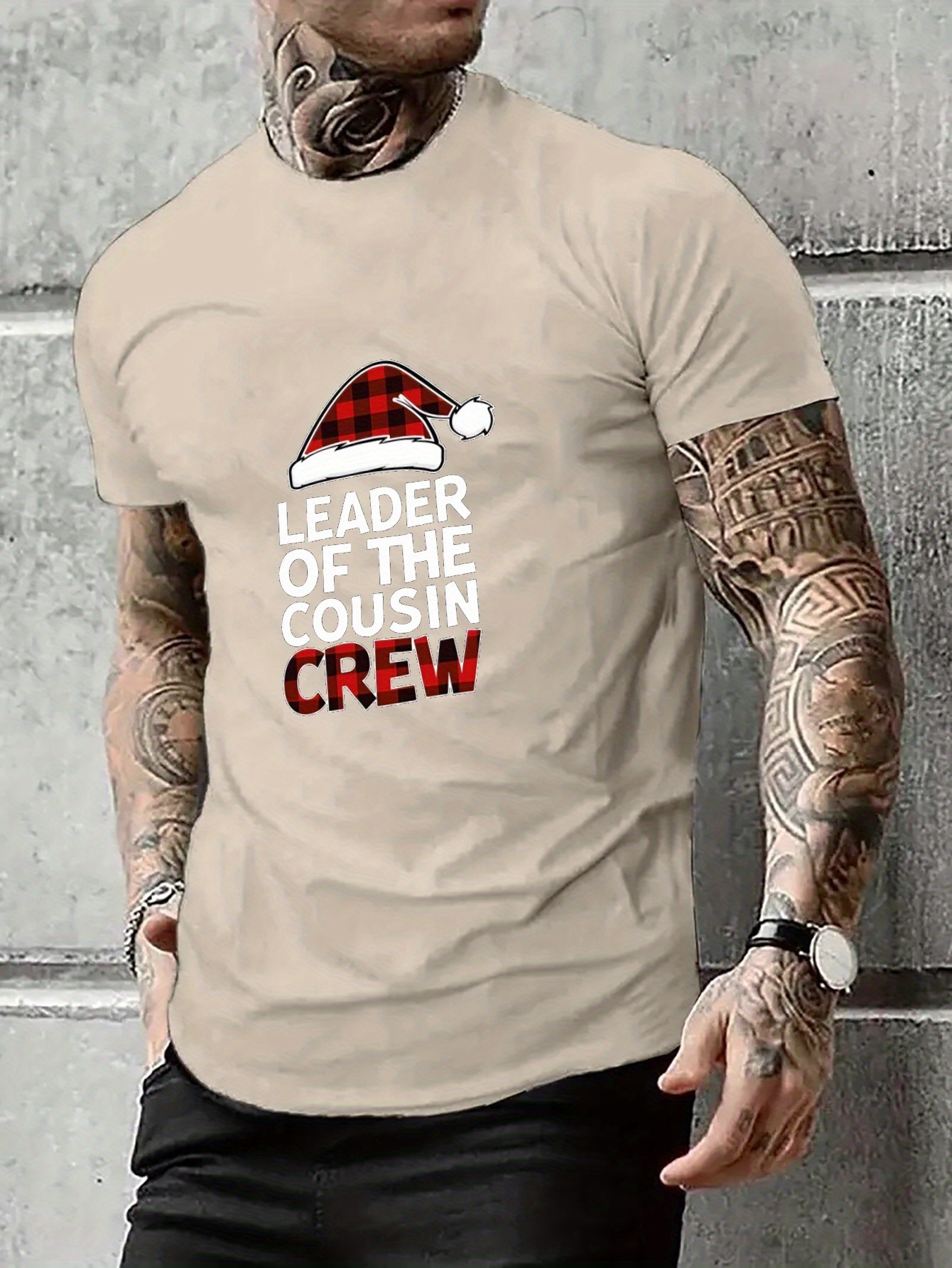 plus size men's stylish loose leader cousin crew pattern Temu