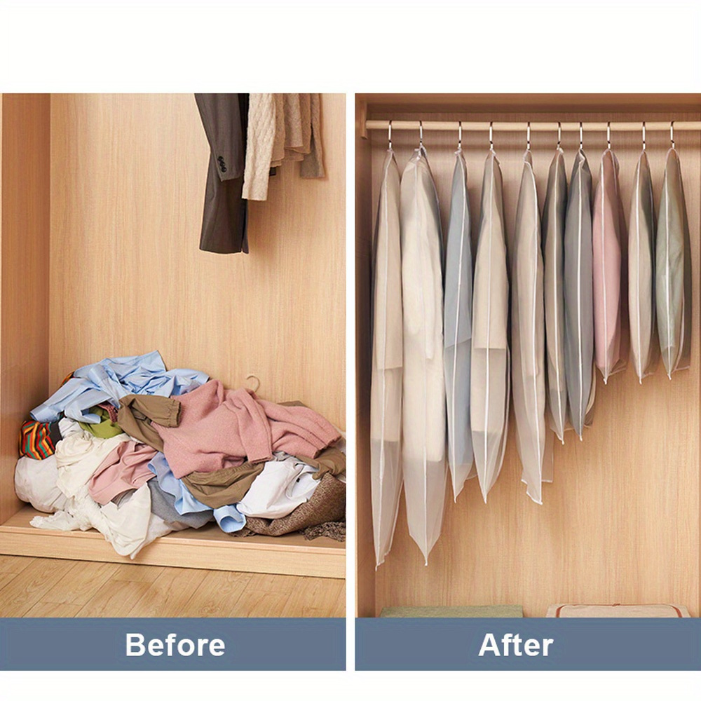 1 шт. дышащий чехол для одежды с застежкой-молнией, подвесной чехол для одежды, чехол для платья, антимольный мешок для хранения костюмов, защитный чехол от пыли для хранения в шкафу и путешествий, детали 3