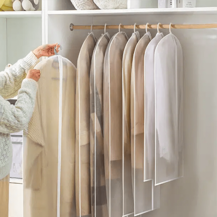 1 шт. дышащий чехол для одежды с застежкой-молнией, подвесной чехол для одежды, чехол для платья, антимольный мешок для хранения костюмов, пылезащитный чехол для хранения в шкафу и путешествий, детали 5