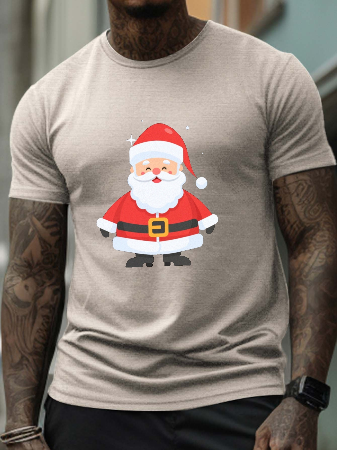 Plus Size Christmas Santa Claus Pattern Mens Trendy T Shirt Temu New