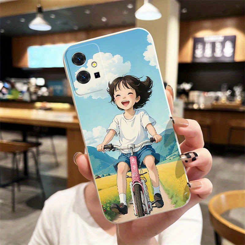 High-Quality TPU Phone Cover for VIVO Models Featuring a Bicycle Girl 
