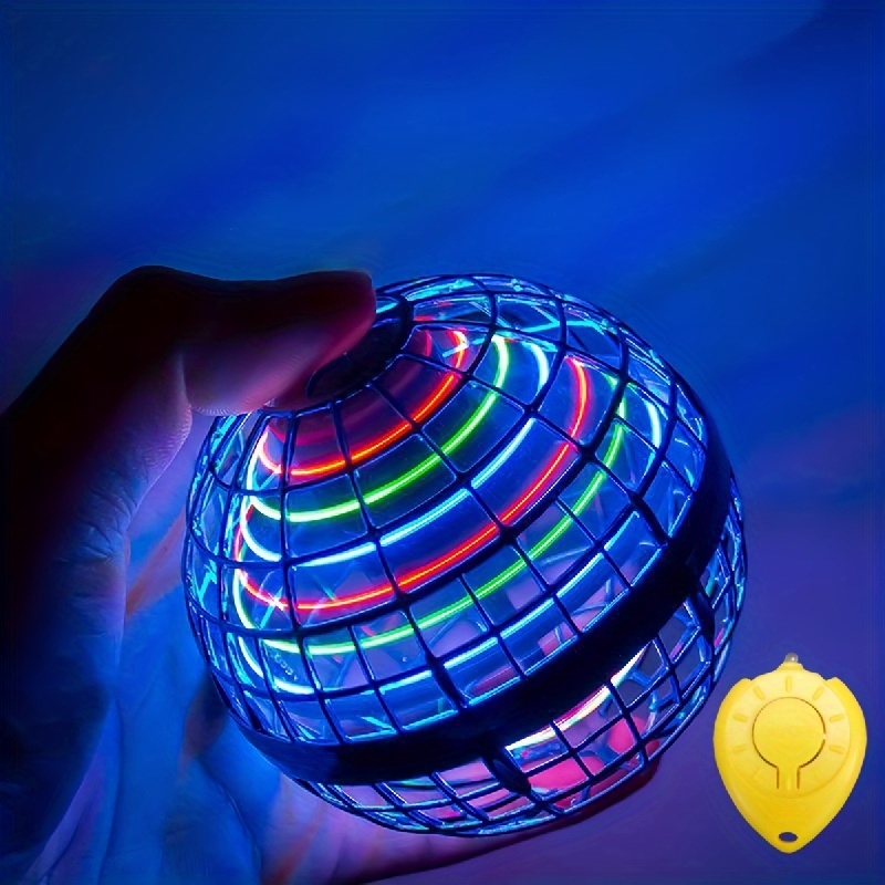 Globo de juguete de bola voladora giratorio de 360° controlado a mano,  controlador de luces LED mágicas, mini drone boomerang para niños y  adultos