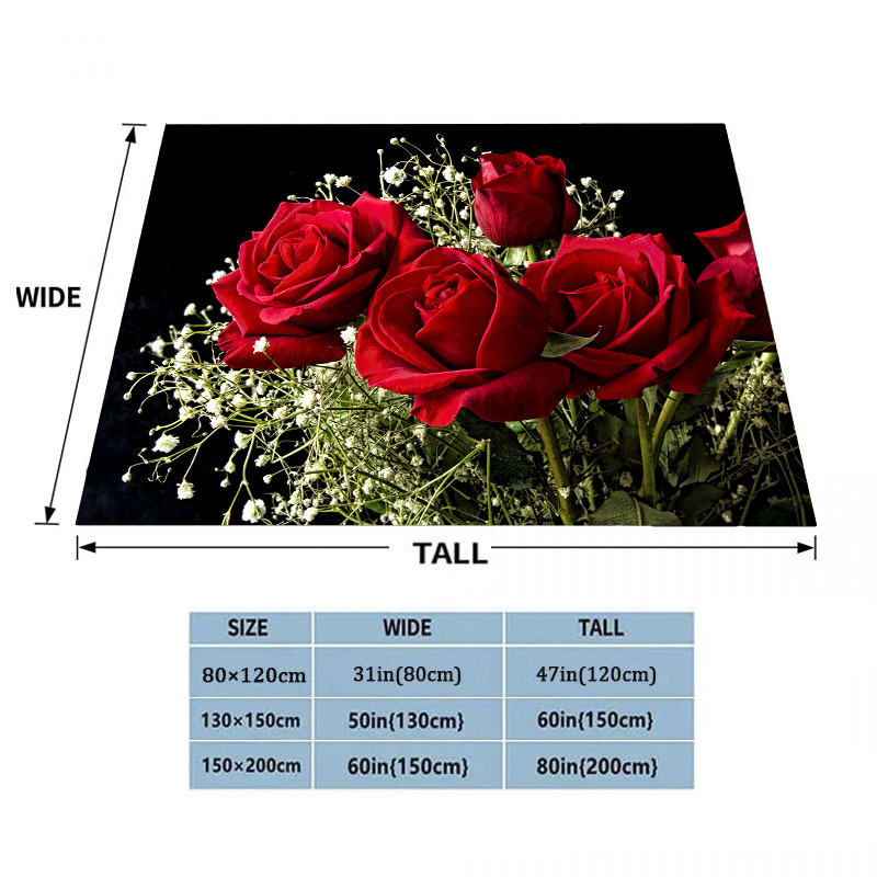 1pc   color wedding anniversary valentines day couple rose flannel   light bed sheet family padded blanket picnic   casual machine washable blanket details 6